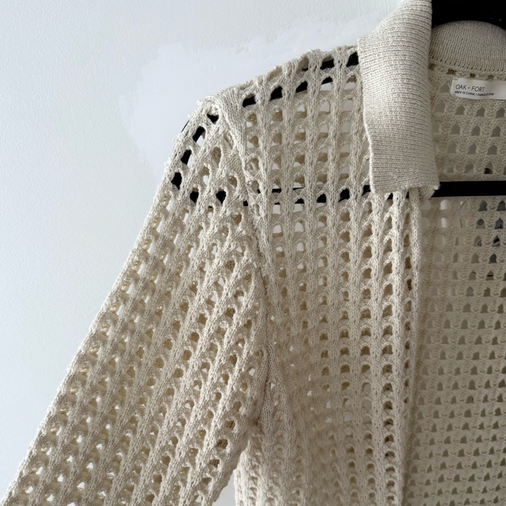 OAK + FORT Beige Open Knit Cardigan